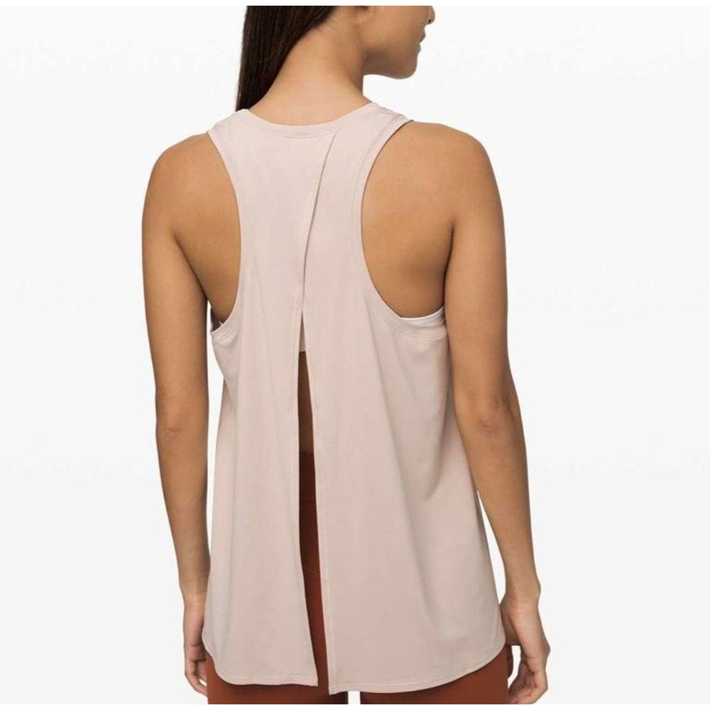 Lululemon Workout Tank Top Open Back Sleeveless Athletic Beige - Picture 2 of 9